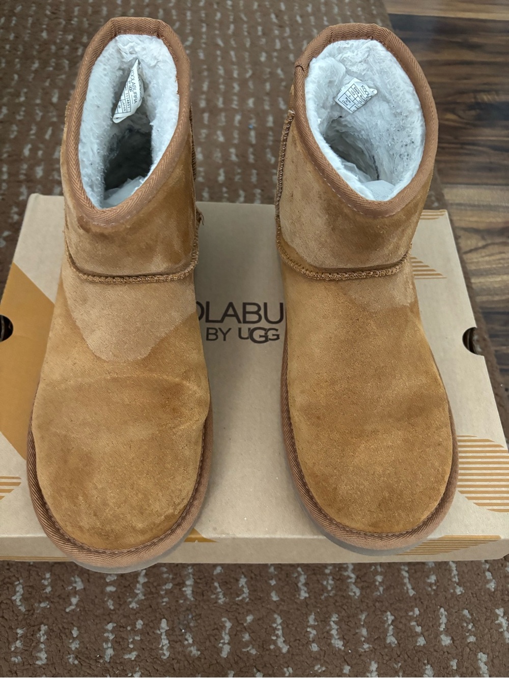 Koolaburra Short Chestnut Suede Boot with Shearling